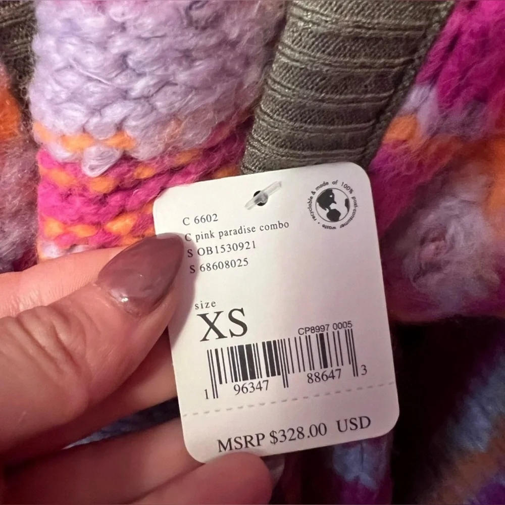 NWT Free People Pink Tiger Knit Duster